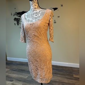 Reign On Blush Sparkly Pink Lace Keyhole Dress Size S
